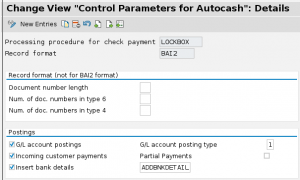 Lockbox control parameters for SAP FICO