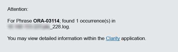 Sample Clarity email alerts_ORA-03114