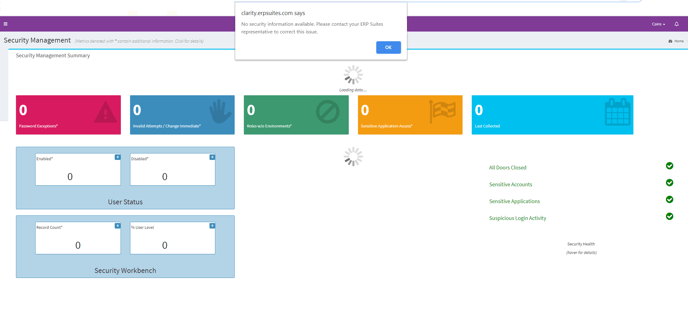 Security Management Page not running