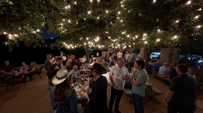 nighttime full house at rodeo goat 2024