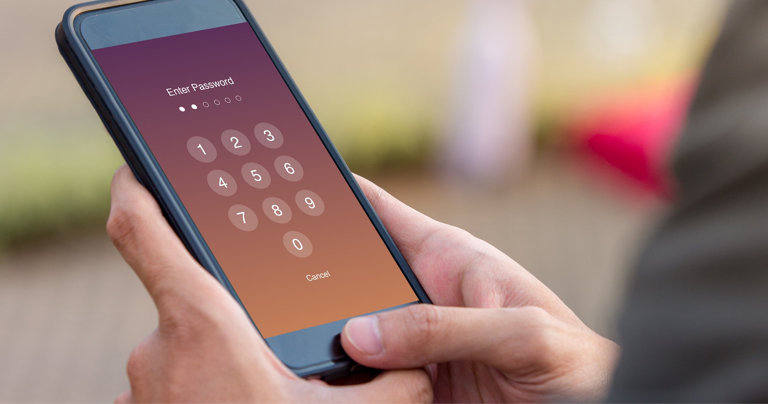 Person using password to unlock smartphone